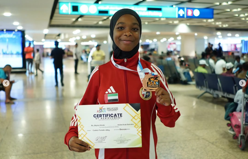 ماجدة الكتبي تحقق الميدالية البرونزية في بطولة آسيا للناشئين والشباب للتايكوندو في ماليزيا